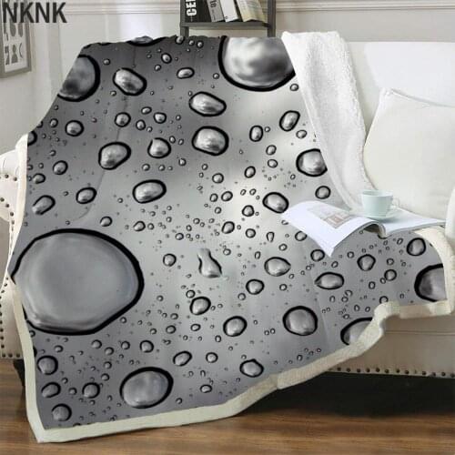 NKNK Brank Raindrop Blankets Retro Blankets For Beds Gray Bedspread For Bed Art Plush Throw Blanket Sherpa Blanket Fashion