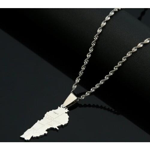 Stainless Steel Liban Map Pendant Necklace for Women Girls Fashion Lebanon Map Jewelry