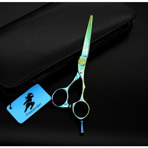Hairdressing Scissors Professional Hair Repair Scissors Flat Shear Beautiful and Durable Scissors Green Stainless Steel Type