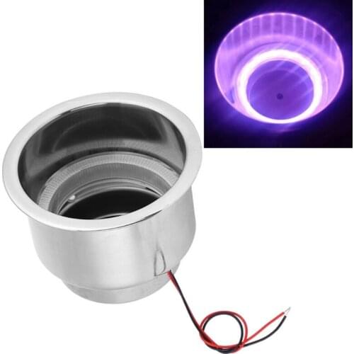 K1KE Stainless Steel Light Cup Holder with 15 LEDs for Marine RV Cup Drink Holder