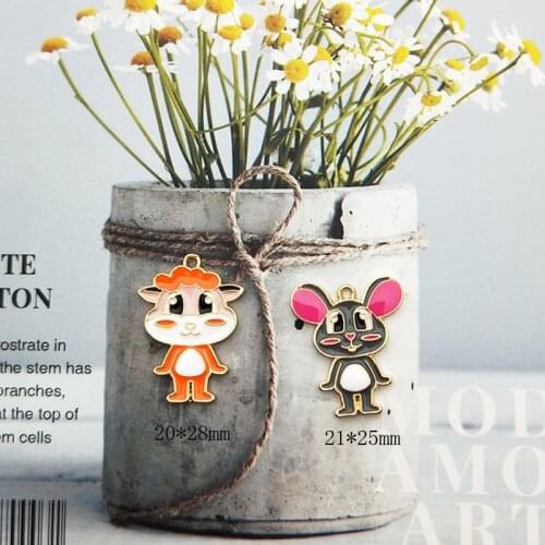 10pcs Big Ears Mouse Zodiac Rat Charms Enamel Pendants Fit Fashion Cartoon Animals Earring Keychain DIY Jewelry Making Accessory