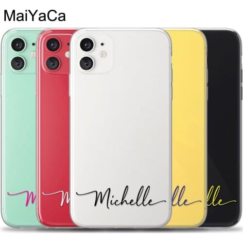 MaiYaCa Clear Case for iPhone 12 mini 11 Pro Max XS XR X 8 Plus 7 SE 2020 6S 5s Cute Cover Personalized Custom Name Monogram