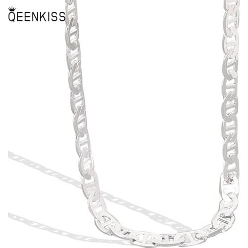QUEENKISS NC604 2021 Fine Jewelry Wholesale Fashion Lady Girl Birthday Wedding Gift Punk Pig Nose 925 Sterling Silver Necklace