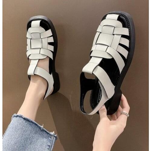 New Women Sandals 5cm High Heels Falts Paltform Shoes Women Summer New Casual Pu Leather Desiger Sexy Fashion Sandals Slippers