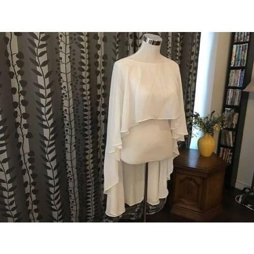 Chiffon Bolero White Ivory Black Simple Bridal Wedding Cloak Shawl Cape Shrug