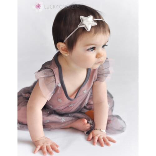 Chic Baby Girls PU Five-pointed Star Headband Newborn Nylon Headband Toddler Headwear Hairband Hair Accessories Gift Photo Prop
