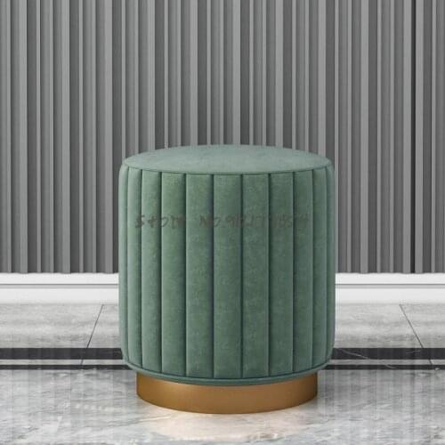 Nordic dressing stool round makeup stool light luxury net red round stool flannel golden makeup chair living room sofa stool 137