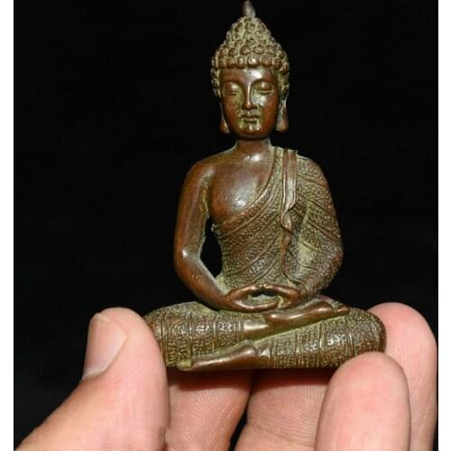 Old Tibet Buddhism Purple Bronze Sit Sakyamuni Amitabha Buddha Statue Figurine Desk Decoration Home Accessories