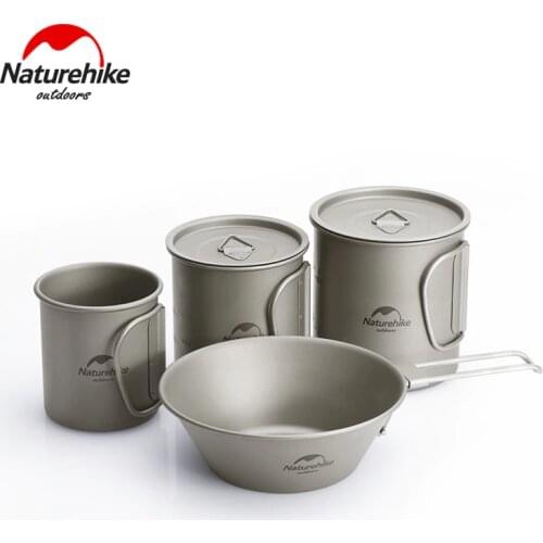 Naturehike Ultralight Titanium Cup Bowl Outdoor Camping Picnic Water Cup Mug with Foldable Handle