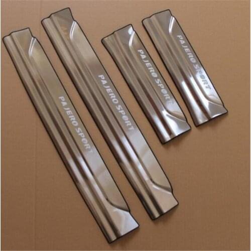 Stainless Steel Led Door Sill Scuff Plate Guard Sills Protector Trim For Mitsubishi Pajero Sport 2008-2020