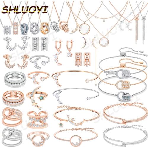 SHLUOYI Fashion jewelry high quality SWA classic charm concentric twist womens Pendant Necklace