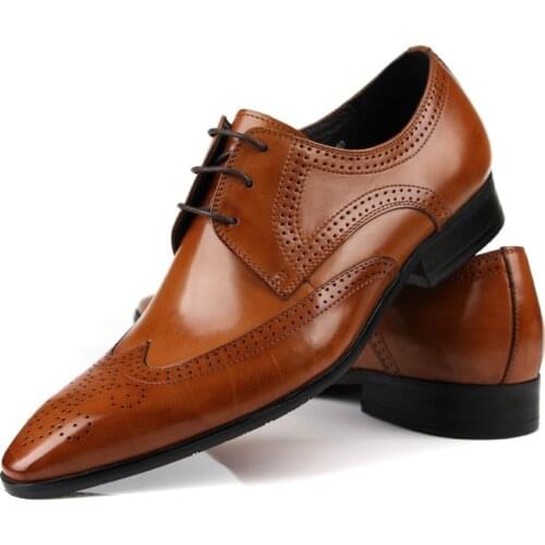 Large Size EUR45 Black / Brown Tan / Brown Oxfords Mens Dress Shoes Genuine Leather Business Shoes Male Wedding Shoes