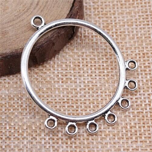 WYSIWYG 4pcs 44x37mm Simple Porous Round Earring Connector Finding Earring Connector Pendants Charm Earring Connector