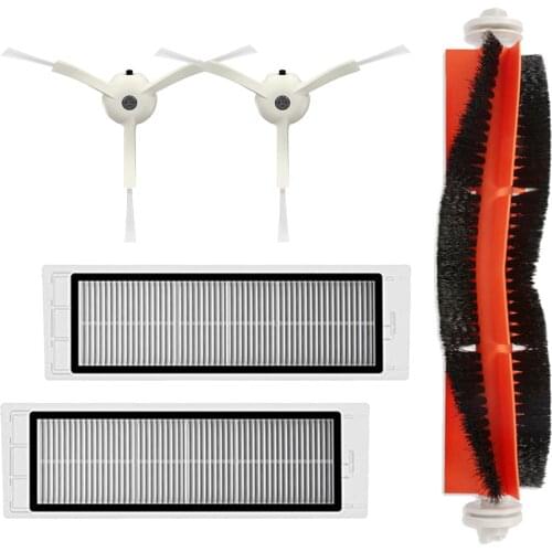 HEPA Filter Vacuum Cleaner Parts for Xiaomi MI Robot Vacuum 1 2 Roborock S5 S50 2 Filters + 2 Side Brushes + 1 Main Brush