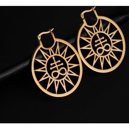 Sipuris Stainless Steel Sun Pattern Infinity Symbol Graphic Dangle Earrings For Women Vintage Jewelry Gift Accessories 2021