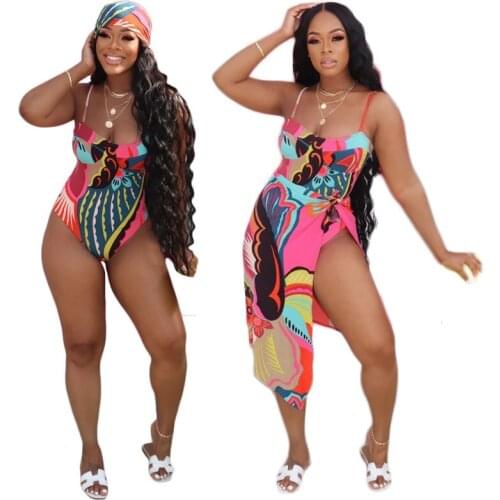 Echoine Summer Sexy Floral Print Bikini Swimsuit Women 2 Piece High-Waist Bikini Set Swimwear Female Bathing jump suits set