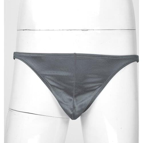 Plus Size Briefs Underwear Glossy Low Waist Elastic Waistband Birthday Gift Solid Color Bulge Pouch Seamless Underpants for Men