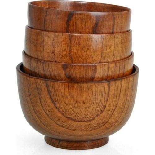 13*8CM Japanese Style Wood Bowl Noodle Bowl Zizyphus Jujube Wood Safe Salad Bowls Soup bowl Nice Tableware Free Ship