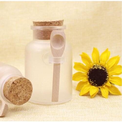 200pcs 200g big frosted ABS plastic cosmetic packaging bath salt jar with wooden spoon new