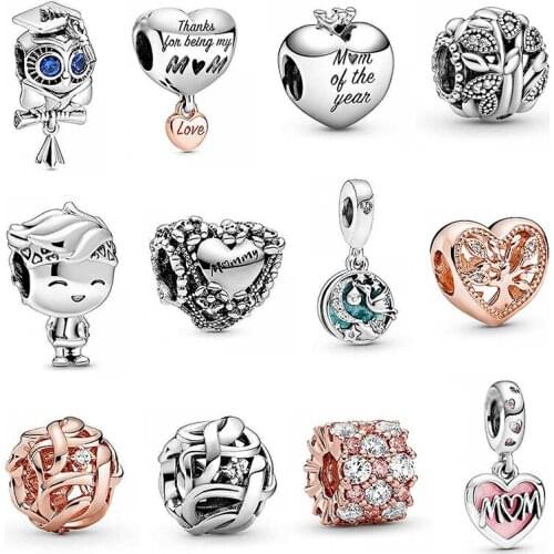 2021 NEW European Snowflake Mother Son Dangle DIY Handmade Charm Fit Original Charms Bracelet Jewelry Making Accessories