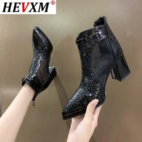 2021 Fall Style Roman Sandals Female Pointed Thick Heel High Heels Baotou Roman Sandals Gauze Net Boots Hollow Womens Shoes