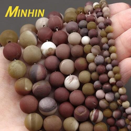 MINHIN Natural Stone Mookaite Egg Yolk Loose Beads For Jewelry Making 4 6 8 10 12MM Round Beads for Diy Bracelet Necklace