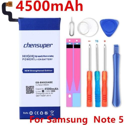 Chensuper 100% New 4500mAh EB-BN920ABE Battery for Samsung GALAXY Note 5 N9200 N920t N920c Note5 SM-N9208 N9208