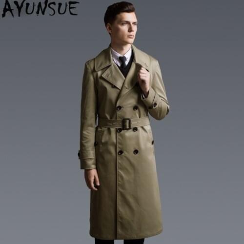AYUNSUE Long Coat Men Windbreaker Plus Size S-6XL Male Khaki Trench Coat Man Double Breasted Overcoat Sobretudo Masculino KJ267