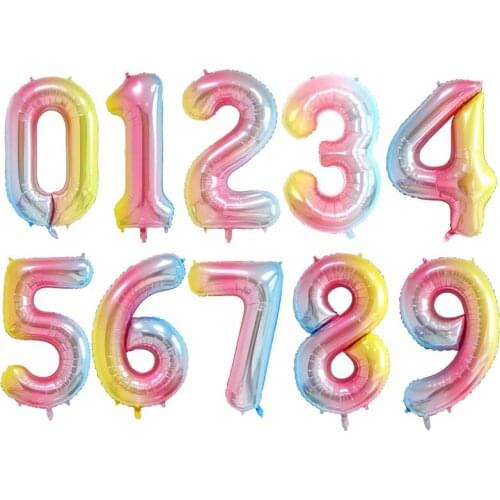 40 inch Gradient rainbow big size Number 0-9 Foil Helium Balloons Birthday Party Celebration decoration large globos