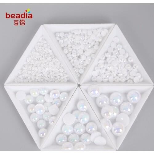 Hot Selling!!White ABS Colors Imitation Pearl Half Round Flat back Beads For DIY Craft Jewelry Making Accessories