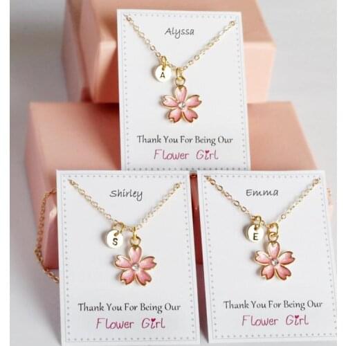 Personalized flower girl necklaces, wedding toddler flower girl little girl necklace jewelry gift, Daisy mini proposa gifts