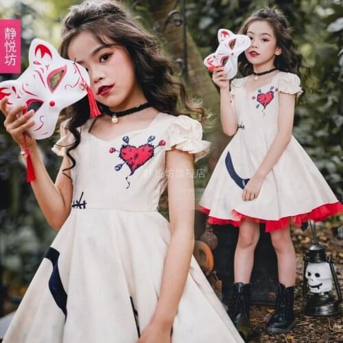 Halloween Costume Child Witch Ghost Bride Doll Costume Girl Witch Princess Dress Vampire Clown Costume