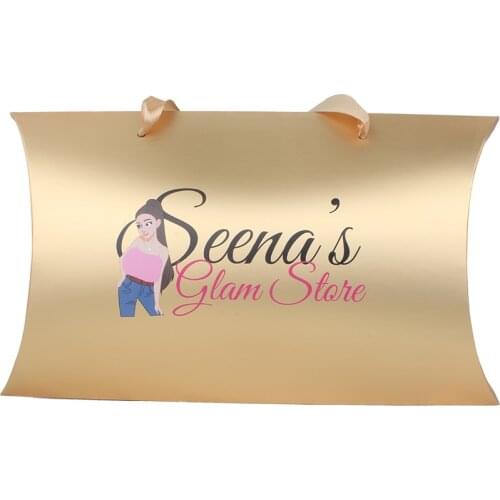 Colorful logo name printing packaging paper box for underwear hair extensions bundles wigs ribbon handle pillow paper boxes