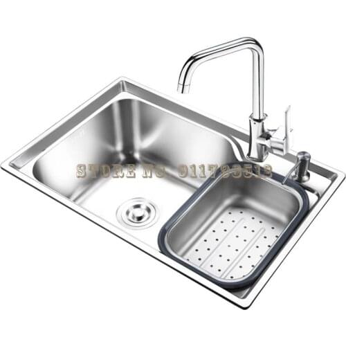 Kitchen 304 Stainless Steel Sink, Single Tank, Integrated Sink, Thickened Vegetable Sink, Brushed Sink, Household