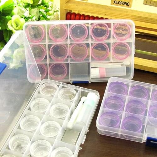 LIUSVENTINA Portable Affordable Simple Type Transparent Lattice Contact Lens Case Box Container for Color Lenses Gift for Girls