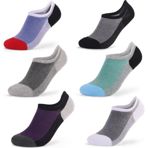 Men Socks Breathable Sports socks Patchwork Color Boat socks Comfortable Cotton Ankle Socks White Black