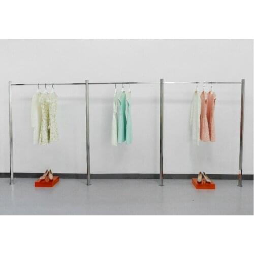 Clothing store clothes display rack floor-standing clothing store shelf display design simple stainless steel lock floor rack