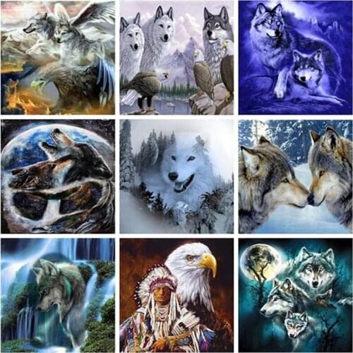 TOUOILP NEW Square Diamond Painting 5D DIY full square diamond eagle and wolf mosaic diamonds wall stickers home decor vase