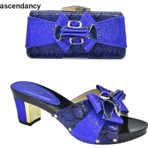 Latest Italian Designer Shoes and Bags Matching Set Nigerian Women Party Pumps High Heels Rhinestone Women Wedding Shoe Elegant