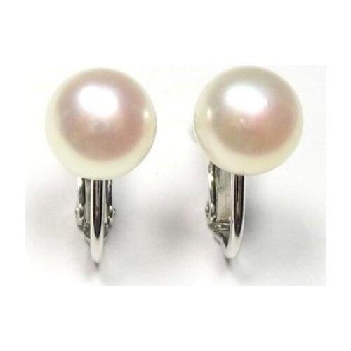 New Favorite Pearl Store Genuine White Real Freshwater Pearl 18K WGP Screw Clip Earrings Wedding Party Perfect Lady Gift