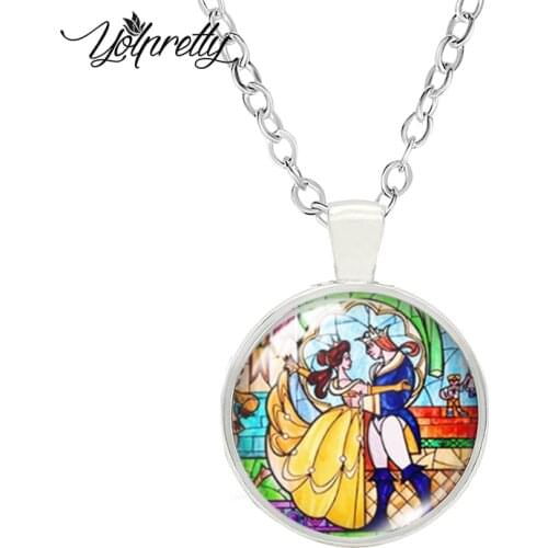 2021 The Beauty and Beast New Arrival Glass Cabochon Necklace Fashion Necklace Pendants Jewelry