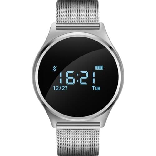 New 0.96" Display stainless steel SmartBand Bluetooth 4.0 Blood Pressure Heart Rate Fitness Smart Wristband smartwatch