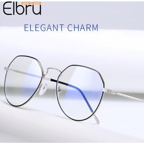 Elbru Anti-blue Radiation Glasses Frame Women Men Vintage Clear Lens Optical Glasses Myopia Eyeglasses Frames Eyeglasses Eyewear