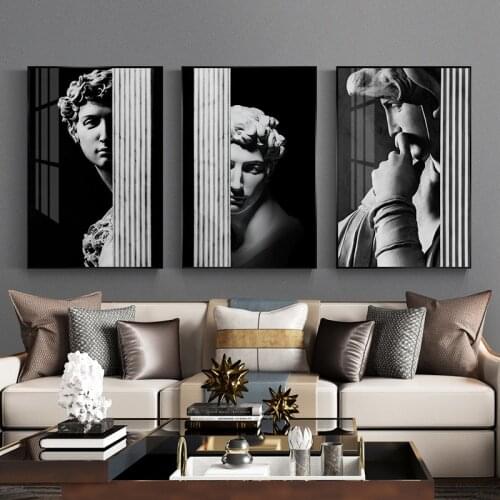 Black and White Nordic David Head Sculpture Posters And Prints Wall Art Canvas Paintings Pictures Living Room Home Decoration