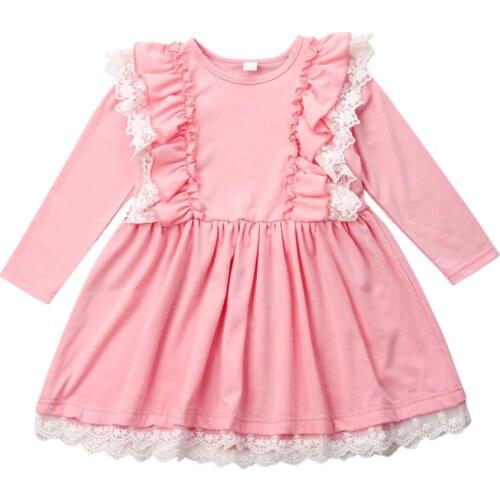 Girl Dress Princess Infant Kid Baby Girl Clothes Weddings Birthday Party Lace Ruffle Long Sleeve Tutu Dress
