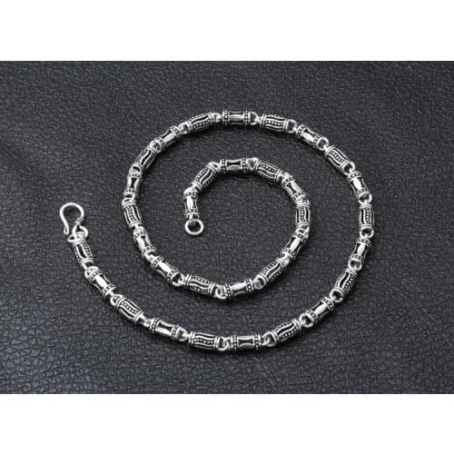Genuine Solid 925 Sterling Thai Silver bamboo link Chain Mens Women Necklace Men Jewelry gift A4643