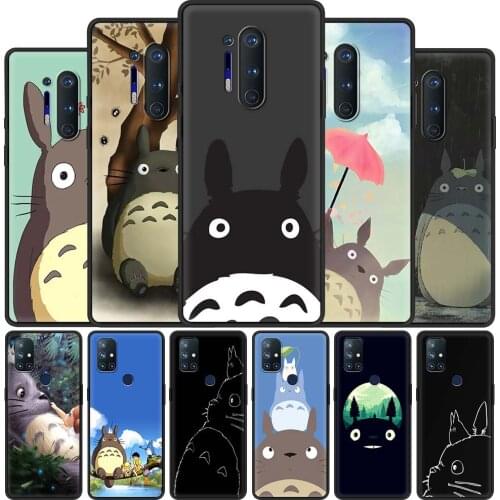 Black Soft Case for OnePlus 8 Nord Z 8T N10 7 Pro 9 7T 6 6T N100 9 9R Shockproof Silicone Phone Cover Studio Ghibli Totoro Shell