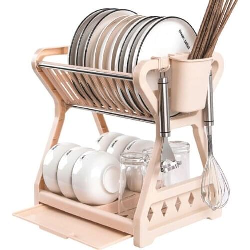 Dish Drying Rack with Utensil Holder,Dish Water Drain Board,Stainless Steel Dish Drainer for Kitchen Counter Top