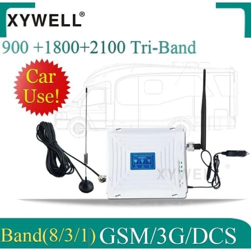 Car Use 900/1800/2100 Tri-Band GSM DCS WCDMA 4G Mobile Signal Booster 900 1800 2100 Cellular amplifier 2g 3g 4g signal Repeater