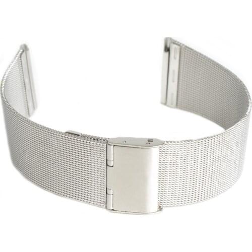 20mm Durable Silver Stainless Steel Watch Bands Strap Deployment Buckle Watchbands